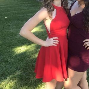 B Darlin Red Halter A-line Mini Dress